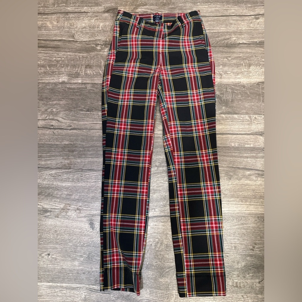 J. Crew Black & Red Plaid Straight-Leg Pants - Picture 2 of 10